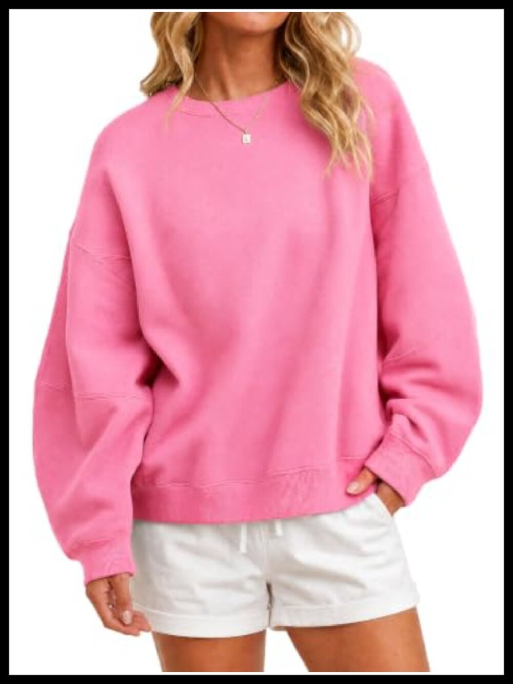 Womens Oversized Crewneck Fleece Sweatshirt Long Sleeve Pullover